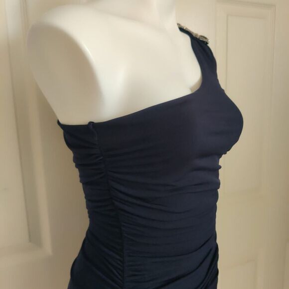 City Triangles ruched stretch bodycon one shoulder mini dress sz M NWT - Picture 3 of 11